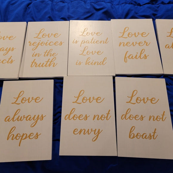 Set of Inspirational Wall Art with Gold Text